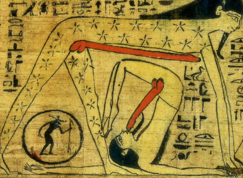 Ancient Egyptian depiction often cited in discussions of autofellatio symbolism